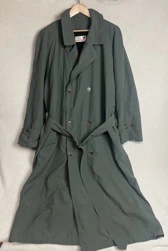 Stanley Blacker Vintage Green Trench Coat Size XXL Men's Black Wool Linen - product listing photo