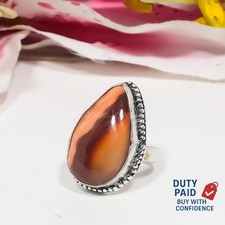 Valentines Sale Peanut Wood Jasper 925 Sterling Silver Statement New Ring Size 7