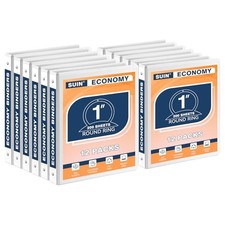 Economy 1-Inch 3-Ring-Binder, Customizable Clear View Cover, White - 12 Packs