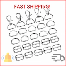 Paxcoo 50Pcs Keychain Bulk with Key Chain Swivel Hook D Rings and Slide Buckles 