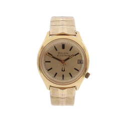 Vintage 1976 Bulova Accutron Date Men's Tuning Fork Wristwatch USA Gold Tone
