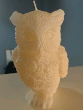 Owl Shaped Wax Candle Vintage 70's Read Description