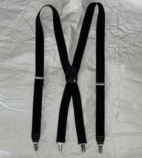 Pelican Suspenders Mens Black Adjustable Stretch Silver Clip On X Leather Formal