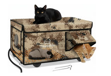 Clawsable Large Heated Outdoor Cat House Desert Camo Insulated Escape Door NEW