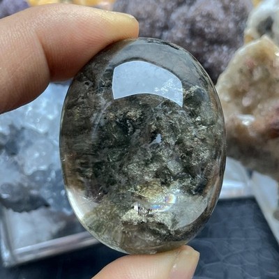 WOW！！！Rare Natural Clear Green Phantom Ghost Garden Quartz Rainbow Crystal 76g