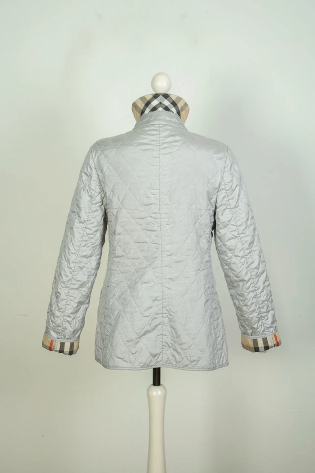 Burberry London Quilted Nova Check Gray Ladies Jacket Coat Size M - Image 4 of 4