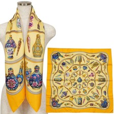 HERMES Carre 90 "Qu importe le flacon" 100 Silk Scarf Vintage Rare Cleaned