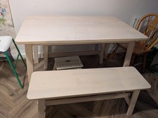 IKEA Kitchen Table And Two Benches, Wood, Good Condition