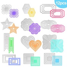 12PCS DIY Nested Shape Metal Cutting Dies Paper Card Making Scrapbook Embossing