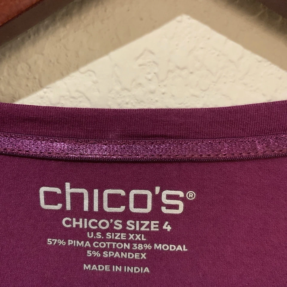 Chico's Touch Of Cool Layering Tee Top Long Sleeve Size 4(XXL) NWT Pima Cotton - Image 2 of 4