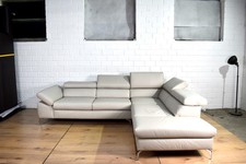 W. Schillig Ledersofa Finn Couch Ecksofa Echtleder Verstellbar Eisgrau