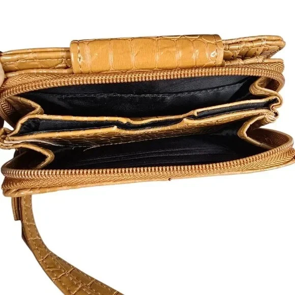 Carteira de pulso Kenneth Cole Reaction feminina feminina PDA TAB bege vachetta nova com etiquetas - Imagem 3 de 4