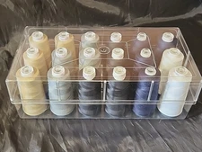 18 Maxi- Lock Serger Thread Spools In Made For 2 Piece Plastic Container