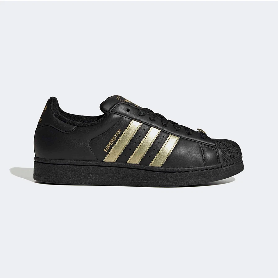 adidas Superstar II Black Gold Metallic Mens Womens Sneakers KJ3550