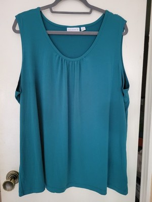 Susan Graver Size 2X Liquid Knit Tank Top Women's Dark Green Stretch Sleeveless