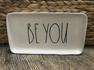 Rae Dunn BE YOU Tray for Trinkets, Jewelry, Keys, Candy - Ceramic Magenta LL