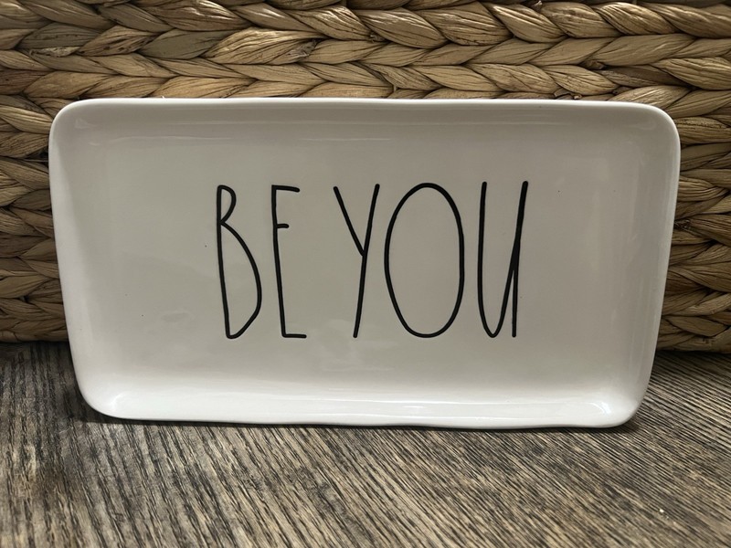 Rae Dunn BE YOU Tray for Trinkets, Jewelry, Keys, Candy - Ceramic Magenta LL