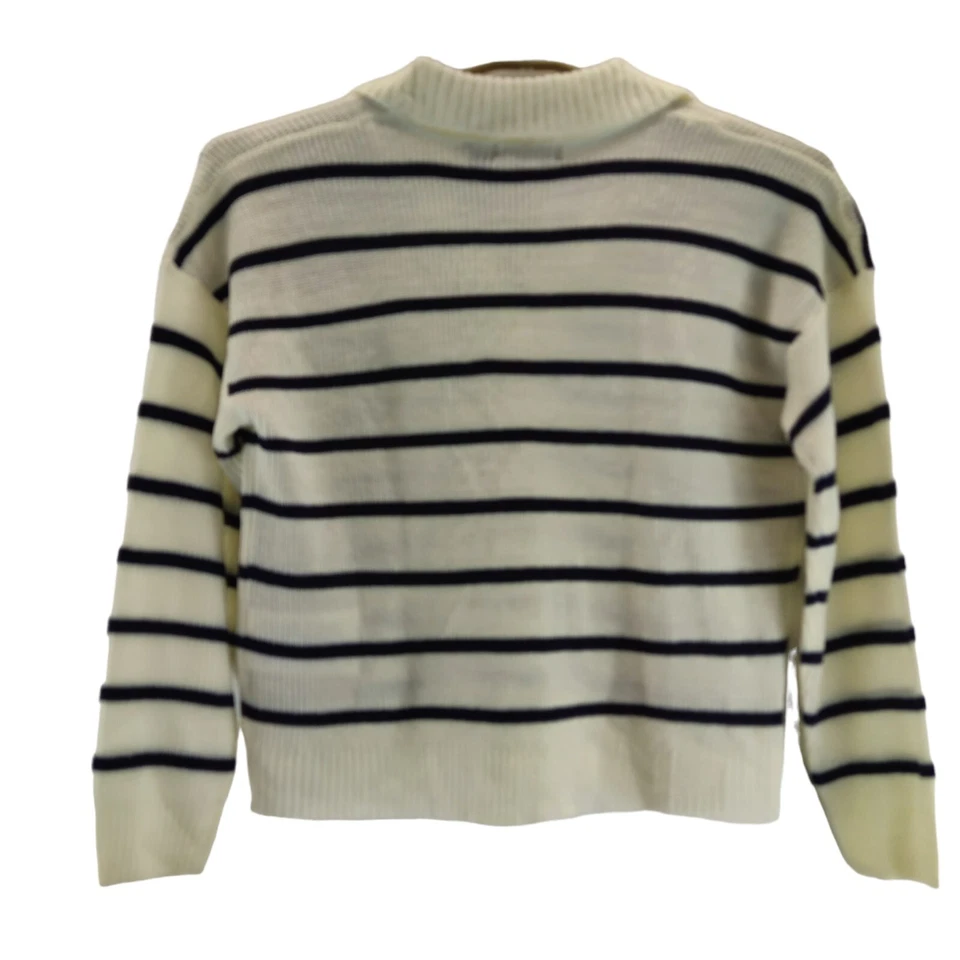 Camiseta Brave Soul London feminina listra preta e branca colarinho tamanho 12 grátis pp - Imagem 3 de 4