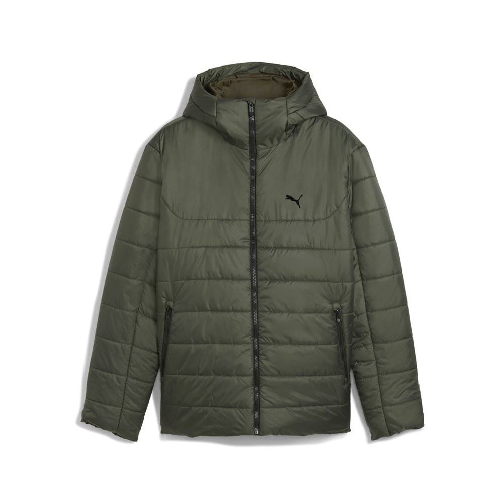 PUMA Essentials Hooded Padded Full Zip Jacket Mens Green Casual Athletic Outerwe