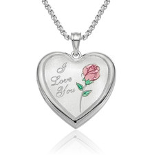 925 Sterling Silver Rose Ash Holder Heart Photo Locket Cremation Necklace