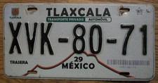 PLACA ÚNICA MÉXICO ESTADO DE TLAXCALA - 2012/14 - XVK-80-71 - AUTOMOVILISMO