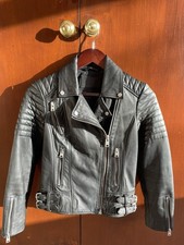 AllSaints Papin Black Leather Jacket UK Size 6/XS, Great condition