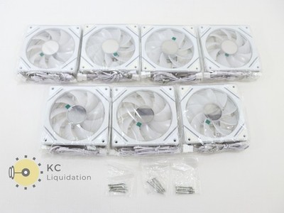 7-Pack ARGB 120mm 4 Pin 1.800RPM White PC Cooling Case Fan