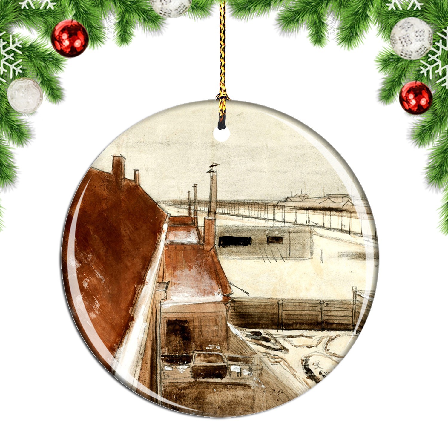 Van Gogh View From The Window of Vincent Christmas ornament city travel souvenir