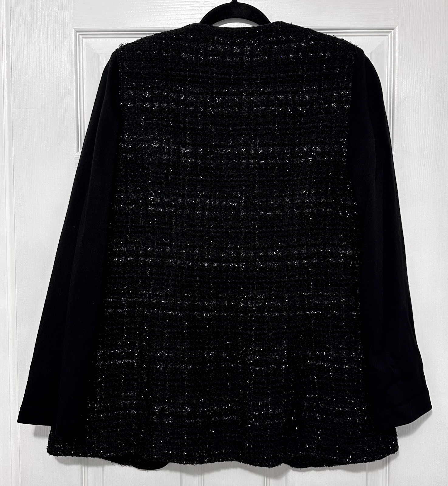Chico's Black Jacket with Silver Thread Size 1 - image 2