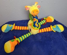 Happy Monkey Giraffe Hanging Rattle, Crinkle Ears, And Teether for Baby