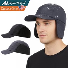 Men Women Outdoor Windproof Winter Hat with Visor Warm Earflaps Baseball Hats