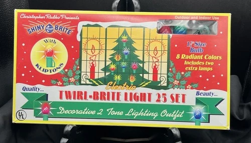 HTF Christopher Radko Shiny Brite TWIRL BRITE 25 Light Set In Box Radiant Colors