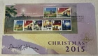 GB QEII 2015 David Holmes Signed Christmas Minisheet Buckingham FDC Nativity Cl