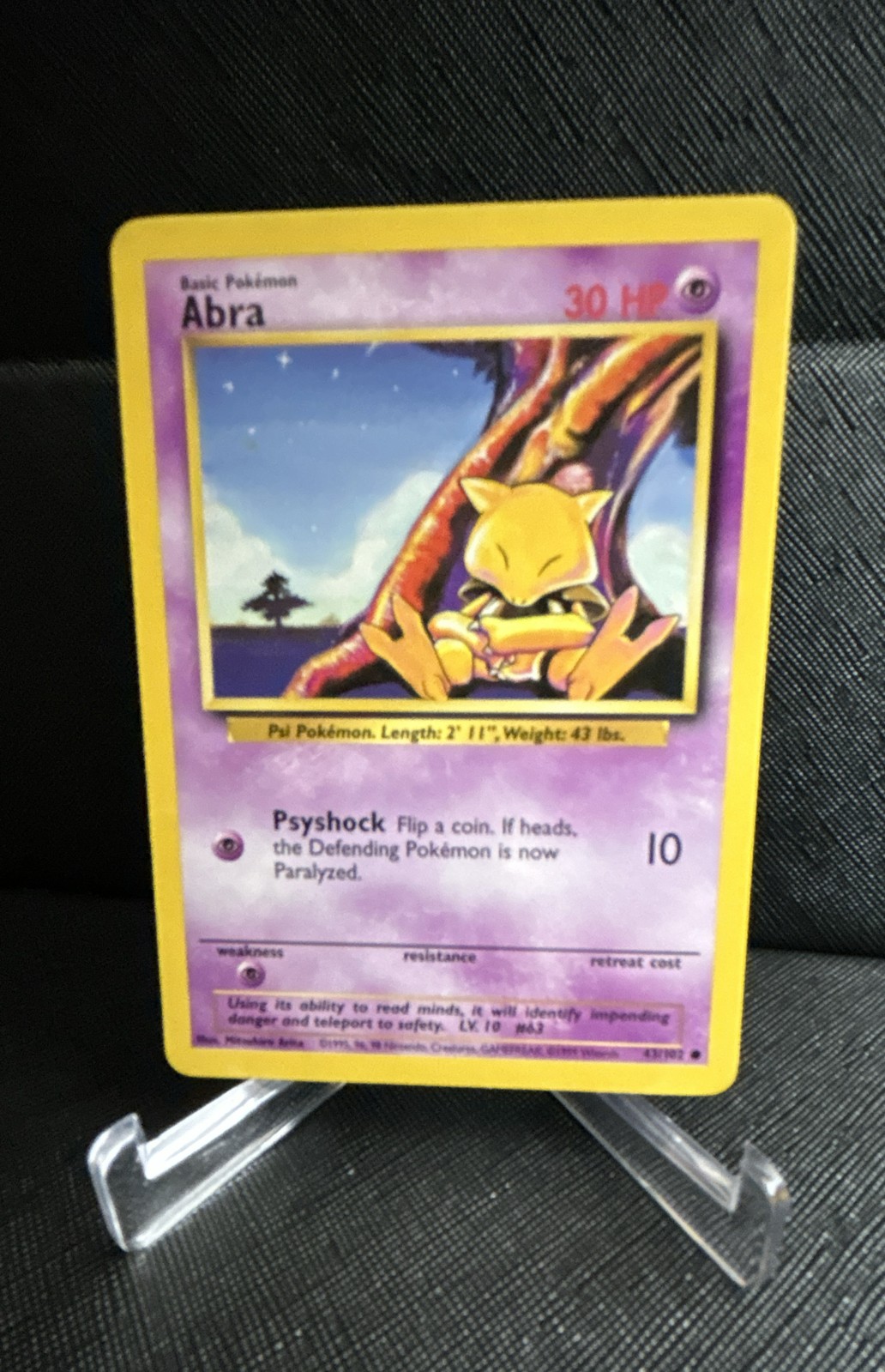 Abra Pokémon 43/102 Vintage 1999 Base Set NM
