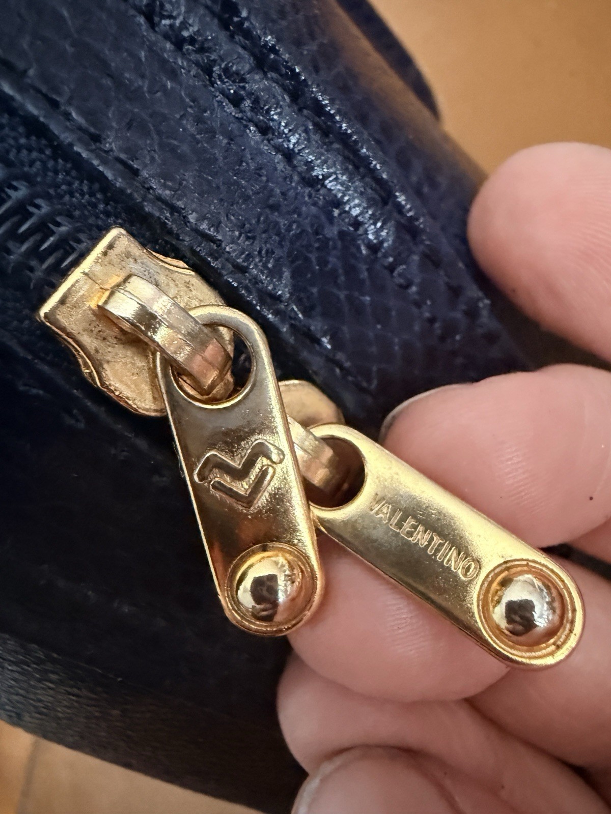 Valentino Navy Blue Python Leather Top Handle Bag - image 6