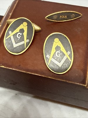 Antike Freimaurer Manschettenknöpfe vergoldet in 24 Karat Gold - siehe Beschreibung