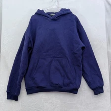 Comfrt Hoodie Men L Blue Sweatshirt Fleece Pullover Heavyweight Essential Casual
