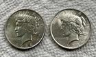 Two  Uncirculated 1923 P  Silver Peace Dollars