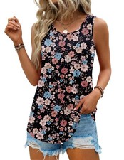 Zeagoo Tank Tops for Women Summer Sleeveless Tshirts Pleated Medium, Sf245