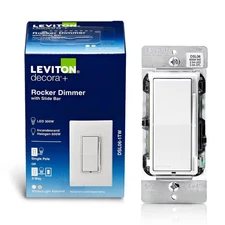 Leviton Decora Rocker Dimmer With Slide Bar, White DSL06-1TW