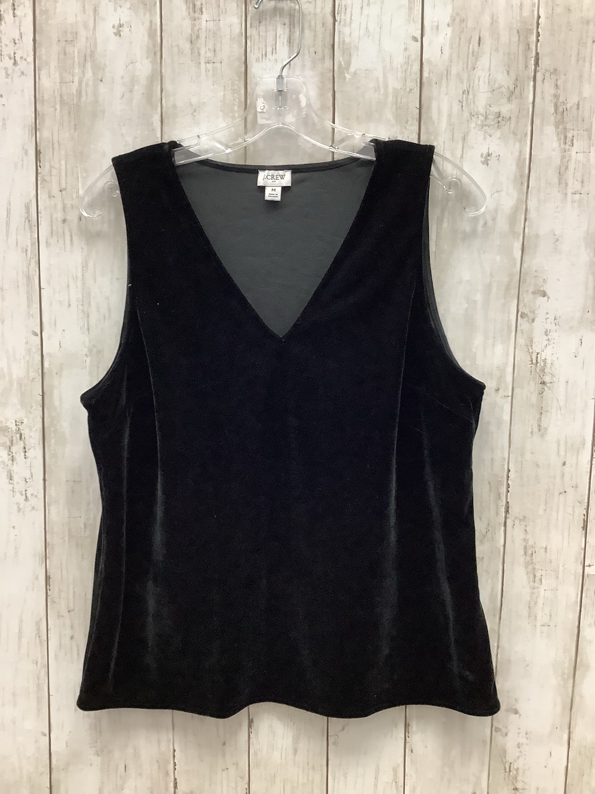 J.Crew Women's Black Velvet V-Neck Sleeveless Tank Top Blouse - Size Medium