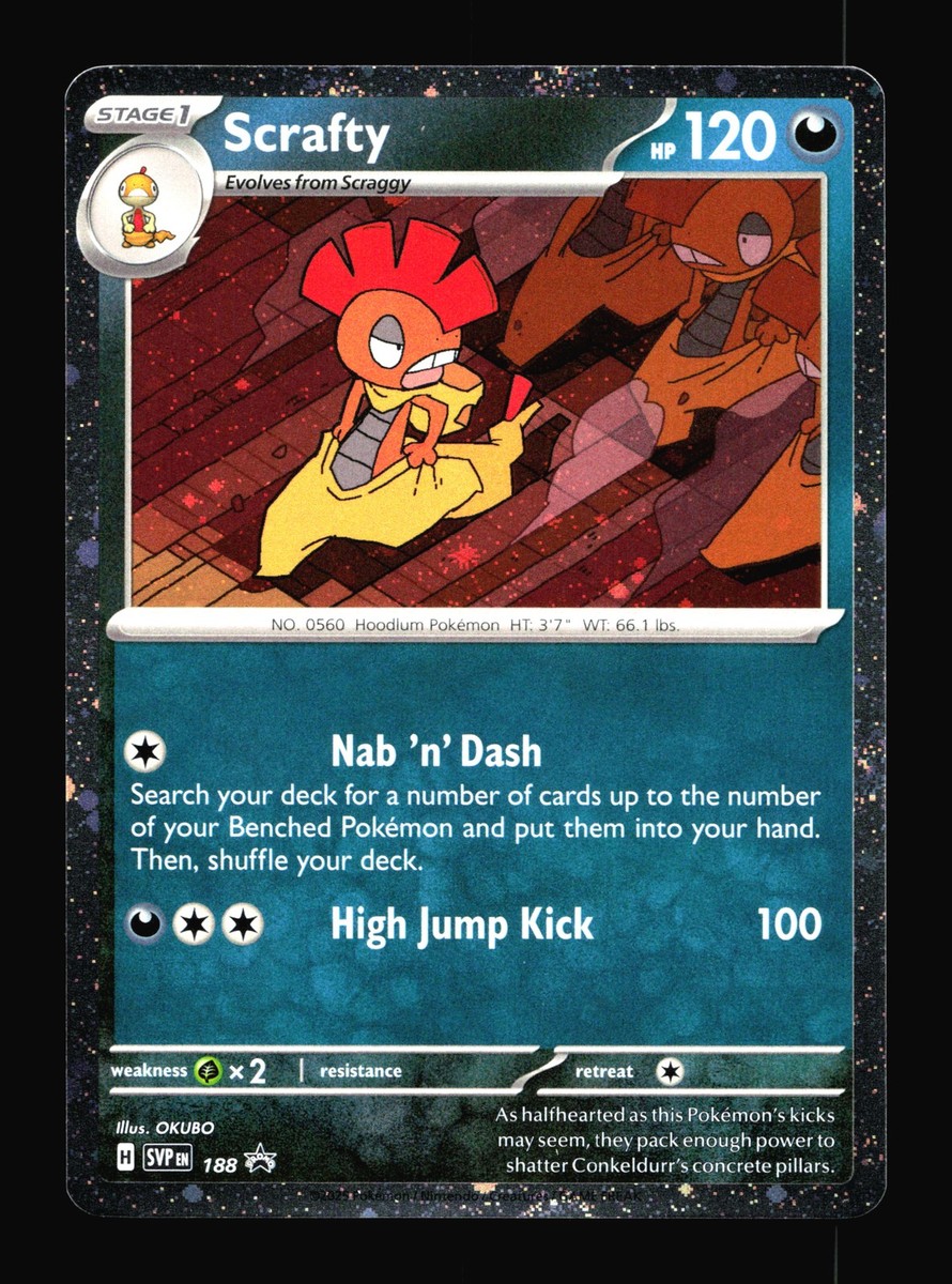 Scrafty SV: Scarlet & Violet 188 Cosmos Holo Promo Pokemon Card T1-1150