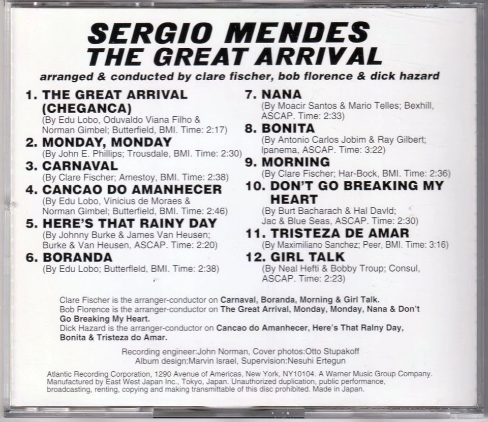 Sergio Mendes The Great Arrival Brasil 66 Atlantic Clare Fischer Japan CD no OBI - Bild 2 von 2