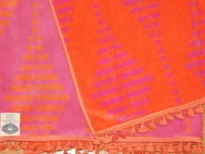 John Robshaw ZARA CORAL Oversized Cotton Beach Towel 70x40" NEW AUTHENTIC