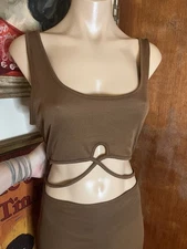 J for Justify Brown Cutout Bodycon Fall Season Maxi Dress XL