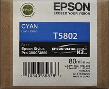 Genuine Epson T5802 Cyan Ink Cartridge New/Unused