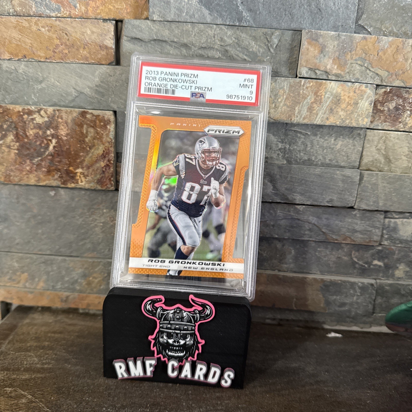 2013 Panini Prizm 68 Rob Gronkowski Orange Die-Cut Prizm #/50 PSA 9 Mint