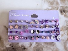 Claire  s Sensitive Solution Stud Earrings Butterfly Flower 20 Pairs Brand New