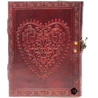 Vintage Leather Journal With Lock - Handcrafted Writing Notebook, 200 Unlined Pages, 8x6 Inches For Travel & Sketching