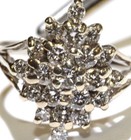 14k white gold 1.02ct SI1 H diamond cluster womens ring 5.1g estate vintage 7.25 — photo 2